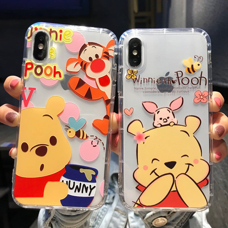 Cute Winnie Bear Phone Case For Apple iPhone 11 Pro X XS Max XR Soft TPU Back Cover for iPhone 7 8 Plus Cute Lovely Clear Case