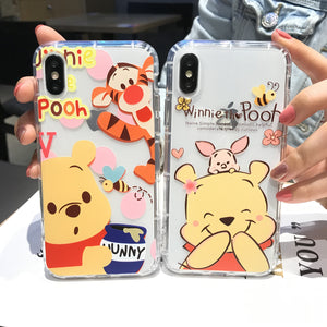 Cute Winnie Bear Phone Case For Apple iPhone 11 Pro X XS Max XR Soft TPU Back Cover for iPhone 7 8 Plus Cute Lovely Clear Case