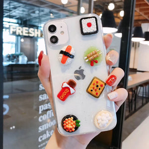 3D Food Cute Glitter Phone Case Cover For Apple iPhone 11 Pro X XS Max XR Soft TPU Back Cover for iPhone 7 8 Plus Cute Lovely Clear Case