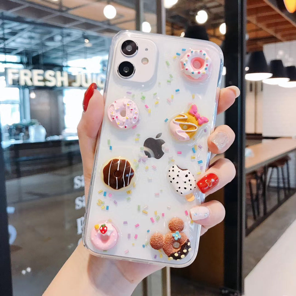 3D Food Cute Glitter Phone Case Cover For Apple iPhone 11 Pro X XS Max XR Soft TPU Back Cover for iPhone 7 8 Plus Cute Lovely Clear Case