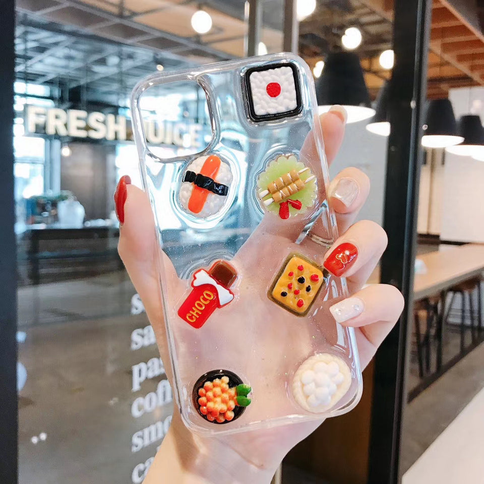 3D Food Cute Glitter Phone Case Cover For Apple iPhone 11 Pro X XS Max XR Soft TPU Back Cover for iPhone 7 8 Plus Cute Lovely Clear Case