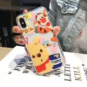 Cute Winnie Bear Phone Case For Apple iPhone 11 Pro X XS Max XR Soft TPU Back Cover for iPhone 7 8 Plus Cute Lovely Clear Case