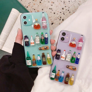 3D Bar Bear Drinks Bottle Phone Case Cover For Apple iPhone 11 Pro X XS Max XR Soft TPU Back Cover for iPhone 7 8 Plus Cute Lovely Clear Case
