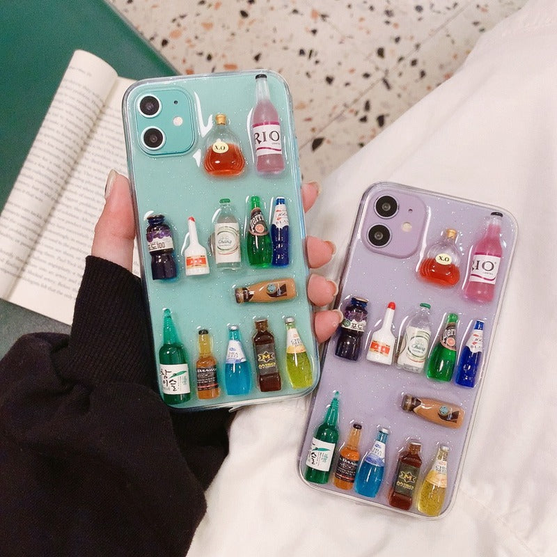 3D Bar Bear Drinks Bottle Phone Case Cover For Apple iPhone 11 Pro X XS Max XR Soft TPU Back Cover for iPhone 7 8 Plus Cute Lovely Clear Case