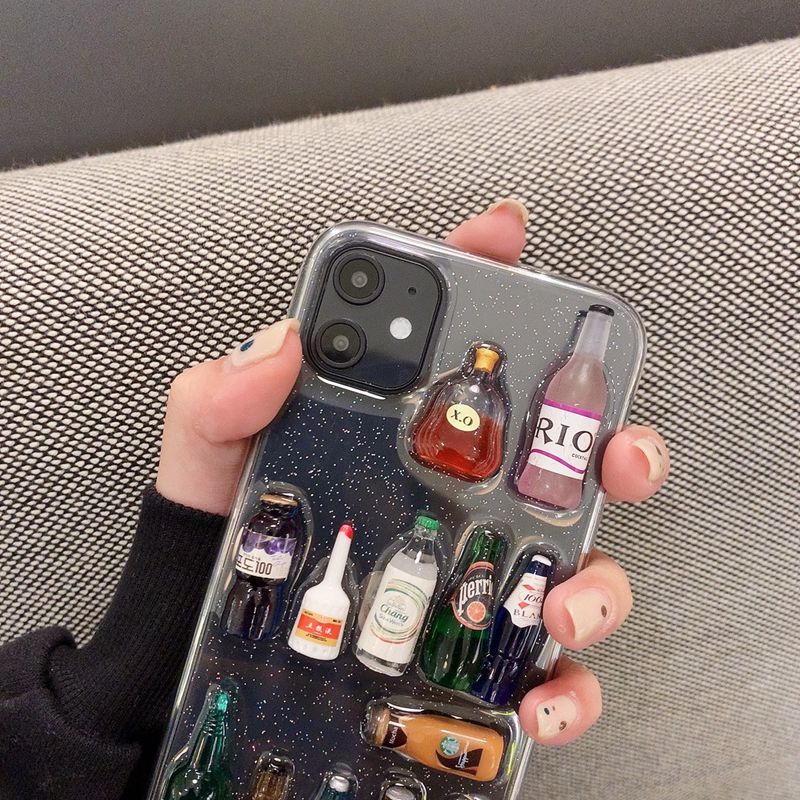 3D Bar Bear Drinks Bottle Phone Case Cover For Apple iPhone 11 Pro X XS Max XR Soft TPU Back Cover for iPhone 7 8 Plus Cute Lovely Clear Case