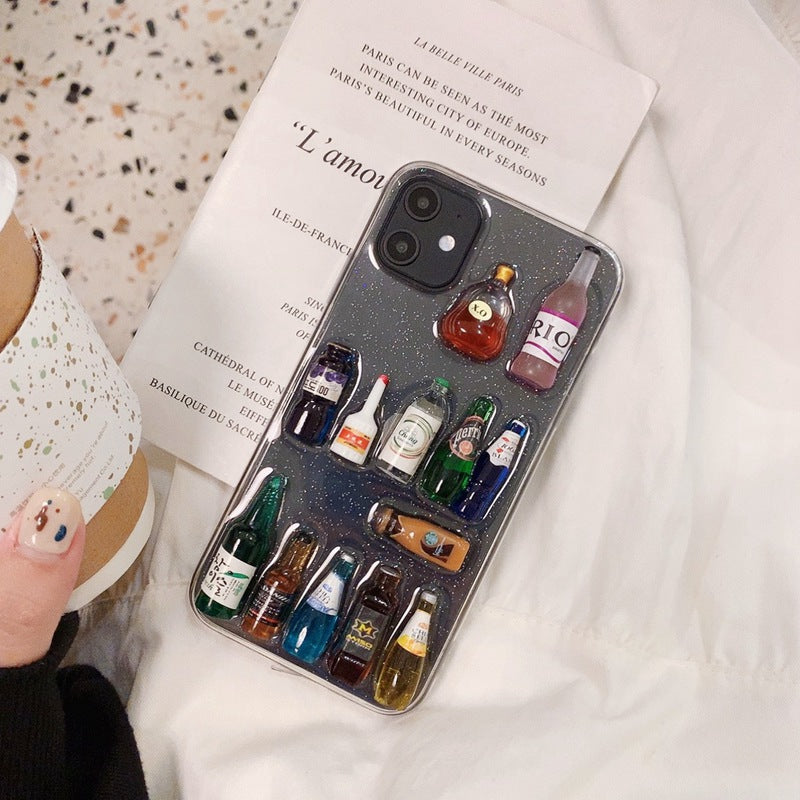 3D Bar Bear Drinks Bottle Phone Case Cover For Apple iPhone 11 Pro X XS Max XR Soft TPU Back Cover for iPhone 7 8 Plus Cute Lovely Clear Case