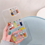 3D Bar Bear Drinks Bottle Phone Case Cover For Apple iPhone 11 Pro X XS Max XR Soft TPU Back Cover for iPhone 7 8 Plus Cute Lovely Clear Case
