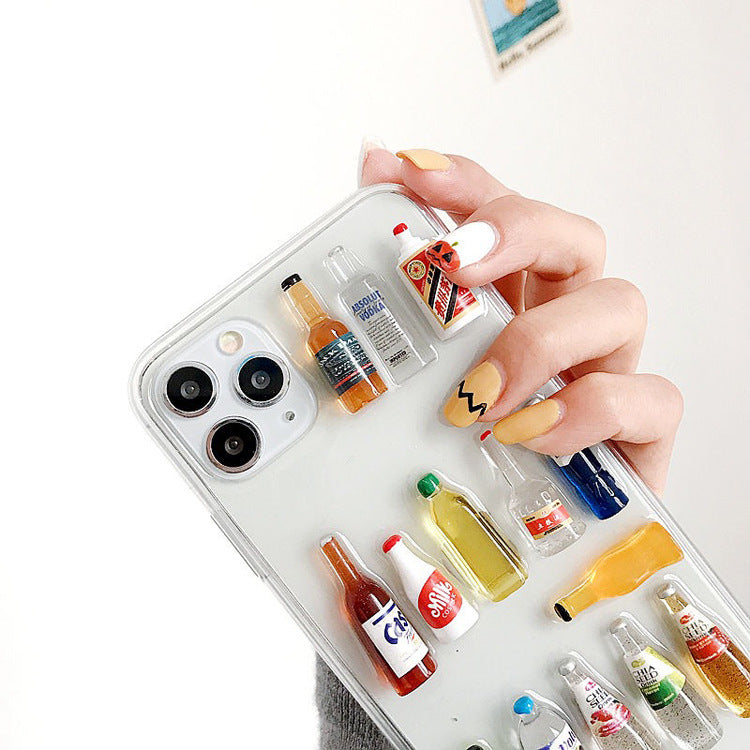3D Bar Bear Drinks Bottle Phone Case Cover For Apple iPhone 11 Pro X XS Max XR Soft TPU Back Cover for iPhone 7 8 Plus Cute Lovely Clear Case