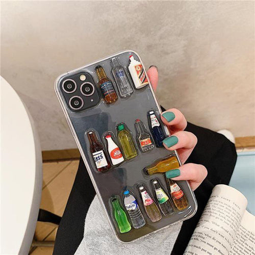 3D Bar Bear Drinks Bottle Phone Case Cover For Apple iPhone 11 Pro X XS Max XR Soft TPU Back Cover for iPhone 7 8 Plus Cute Lovely Clear Case