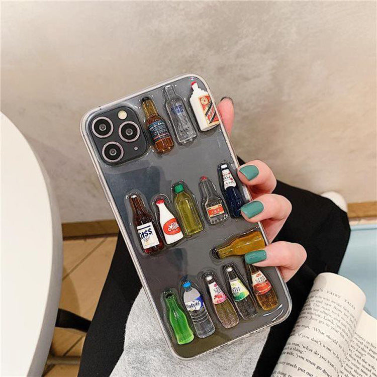 3D Bar Bear Drinks Bottle Phone Case Cover For Apple iPhone 11 Pro X XS Max XR Soft TPU Back Cover for iPhone 7 8 Plus Cute Lovely Clear Case