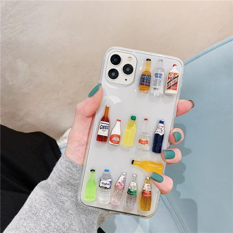 3D Bar Bear Drinks Bottle Phone Case Cover For Apple iPhone 11 Pro X XS Max XR Soft TPU Back Cover for iPhone 7 8 Plus Cute Lovely Clear Case