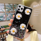 3D Flowers Glitter Phone Case Cover For Apple iPhone 11 Pro X XS Max XR Soft TPU Back Cover for iPhone 7 8 Plus Cute Lovely Clear Case