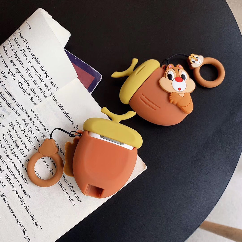AirPods Cute 3D Cartoon Walnut Squirrel Silicone Case cover For Airpod 1/2