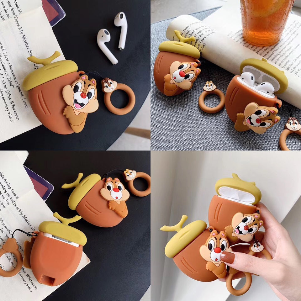 AirPods Cute 3D Cartoon Walnut Squirrel Silicone Case cover For Airpod 1/2