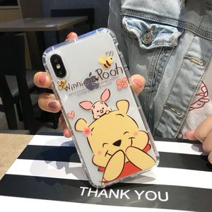 Cute Winnie Bear Phone Case For Apple iPhone 11 Pro X XS Max XR Soft TPU Back Cover for iPhone 7 8 Plus Cute Lovely Clear Case