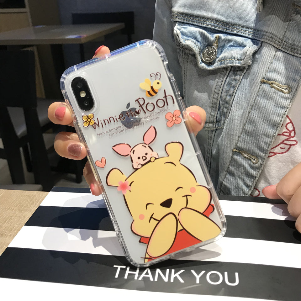 Cute Winnie Bear Phone Case For Apple iPhone 11 Pro X XS Max XR Soft TPU Back Cover for iPhone 7 8 Plus Cute Lovely Clear Case