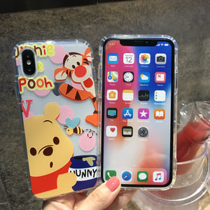 Cute Winnie Bear Phone Case For Apple iPhone 11 Pro X XS Max XR Soft TPU Back Cover for iPhone 7 8 Plus Cute Lovely Clear Case