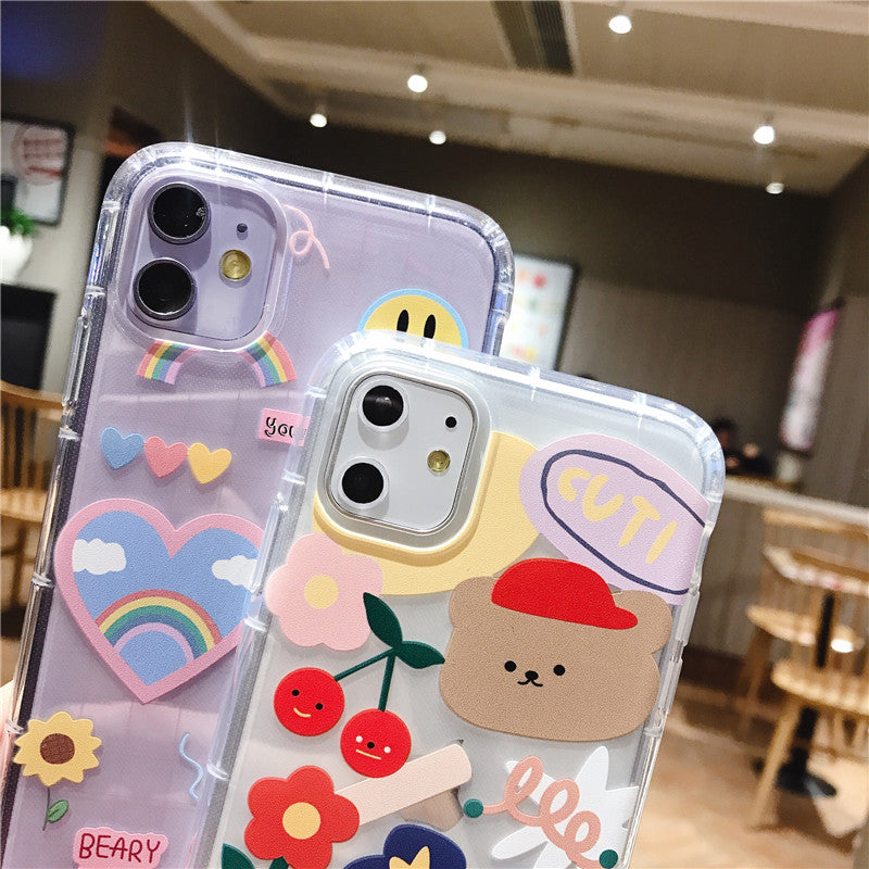 Cartoon Bear Phone Case For Apple iPhone 11 Pro X XS Max XR Soft TPU Back Cover for iPhone 7 8 Plus Cute Lovely Clear Case