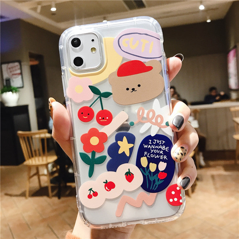 Cartoon Bear Phone Case For Apple iPhone 11 Pro X XS Max XR Soft TPU Back Cover for iPhone 7 8 Plus Cute Lovely Clear Case