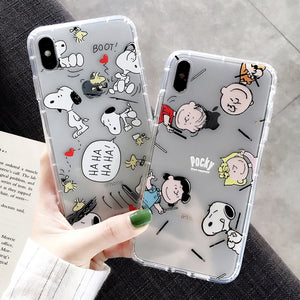 Cartoon Snoopy Phone Case For Apple iPhone 11 Pro X XS Max XR Soft TPU Back Cover for iPhone 7 8 Plus Cute Lovely Clear Case