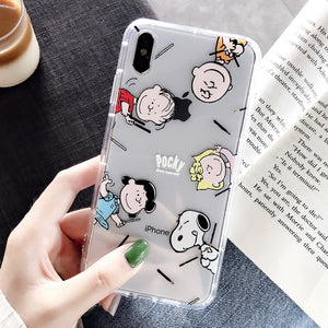 Cartoon Snoopy Phone Case For Apple iPhone 11 Pro X XS Max XR Soft TPU Back Cover for iPhone 7 8 Plus Cute Lovely Clear Case