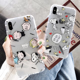 Cartoon Snoopy Phone Case For Apple iPhone 11 Pro X XS Max XR Soft TPU Back Cover for iPhone 7 8 Plus Cute Lovely Clear Case