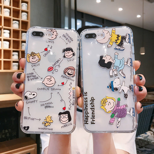 Cartoon Snoopy Charlie Phone Case For Apple iPhone 11 Pro X XS Max XR Soft TPU Back Cover for iPhone 7 8 Plus Cute Lovely Clear Case