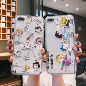 Cartoon Snoopy Charlie Phone Case For Apple iPhone 11 Pro X XS Max XR Soft TPU Back Cover for iPhone 7 8 Plus Cute Lovely Clear Case