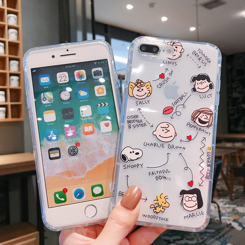 Cartoon Snoopy Charlie Phone Case For Apple iPhone 11 Pro X XS Max XR Soft TPU Back Cover for iPhone 7 8 Plus Cute Lovely Clear Case