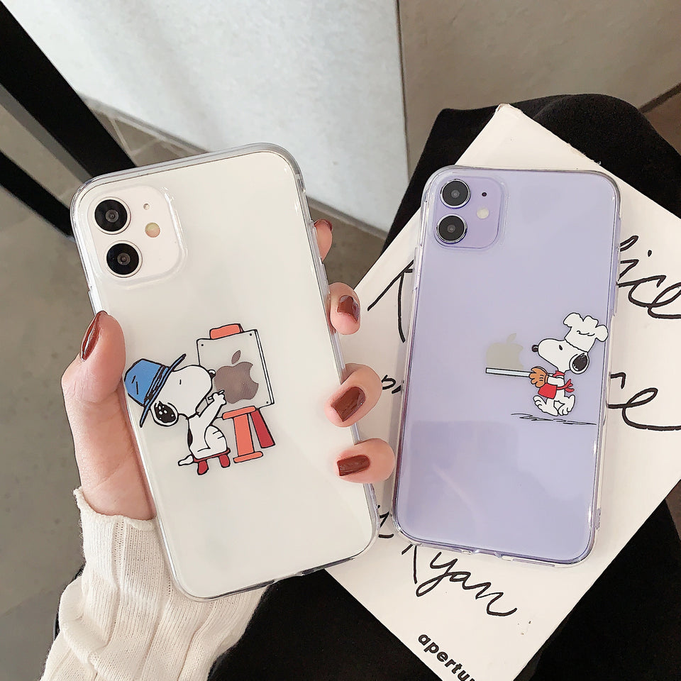 Cartoon Snoopy Phone Case For Apple iPhone 11 Pro X XS Max XR Soft TPU Back Cover for iPhone 7 8 Plus Cute Lovely Clear Case