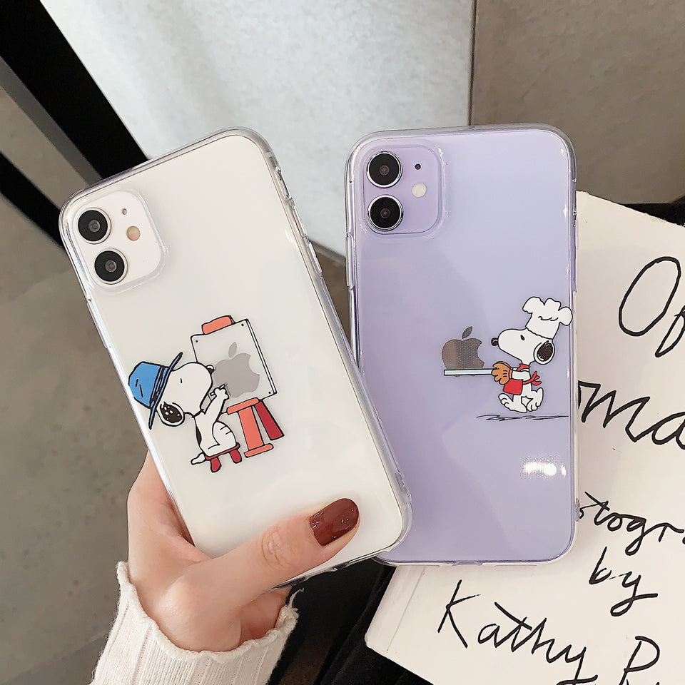 Cartoon Snoopy Phone Case For Apple iPhone 11 Pro X XS Max XR Soft TPU Back Cover for iPhone 7 8 Plus Cute Lovely Clear Case