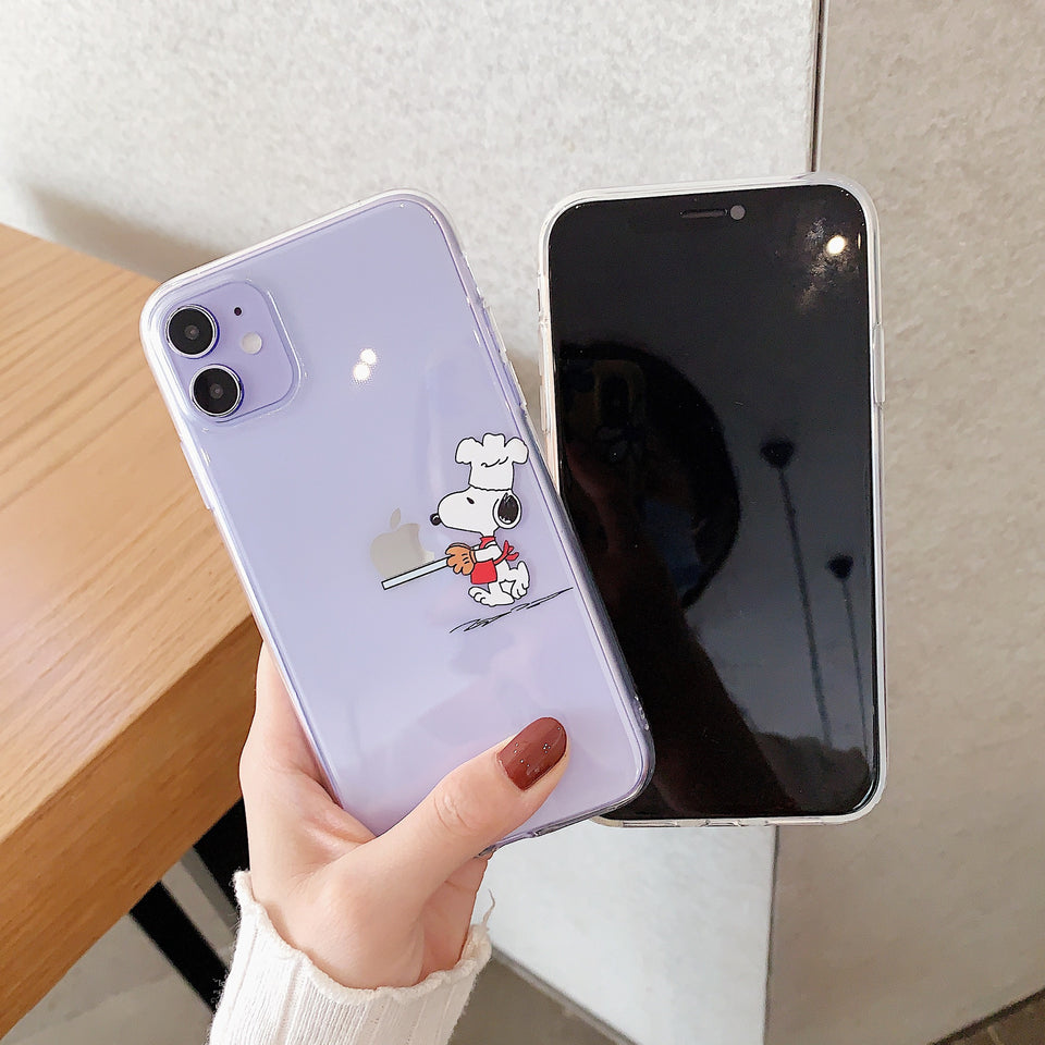 Cartoon Snoopy Phone Case For Apple iPhone 11 Pro X XS Max XR Soft TPU Back Cover for iPhone 7 8 Plus Cute Lovely Clear Case