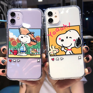 Cartoon Snoopy Phone Case For Apple iPhone 11 Pro X XS Max XR Soft TPU Back Cover for iPhone 7 8 Plus Cute Lovely Clear Case