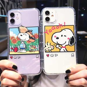 Cartoon Snoopy Phone Case For Apple iPhone 11 Pro X XS Max XR Soft TPU Back Cover for iPhone 7 8 Plus Cute Lovely Clear Case