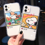 Cartoon Snoopy Phone Case For Apple iPhone 11 Pro X XS Max XR Soft TPU Back Cover for iPhone 7 8 Plus Cute Lovely Clear Case