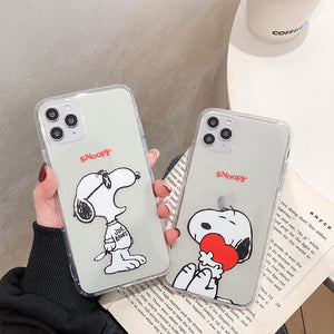 Cartoon Snoopy Phone Case For Apple iPhone 11 Pro X XS Max XR Soft TPU Back Cover for iPhone 7 8 Plus Cute Lovely Clear Case