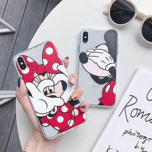 Cute Minnie Mickey Phone Case For Apple iPhone 11 Pro X XS Max XR Soft TPU Back Cover for iPhone 7 8 Plus Cute Lovely Clear Case