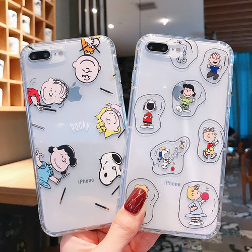 Cartoon Snoopy Charlie Phone Case For Apple iPhone 11 Pro X XS Max XR Soft TPU Back Cover for iPhone 7 8 Plus Cute Lovely Clear Case