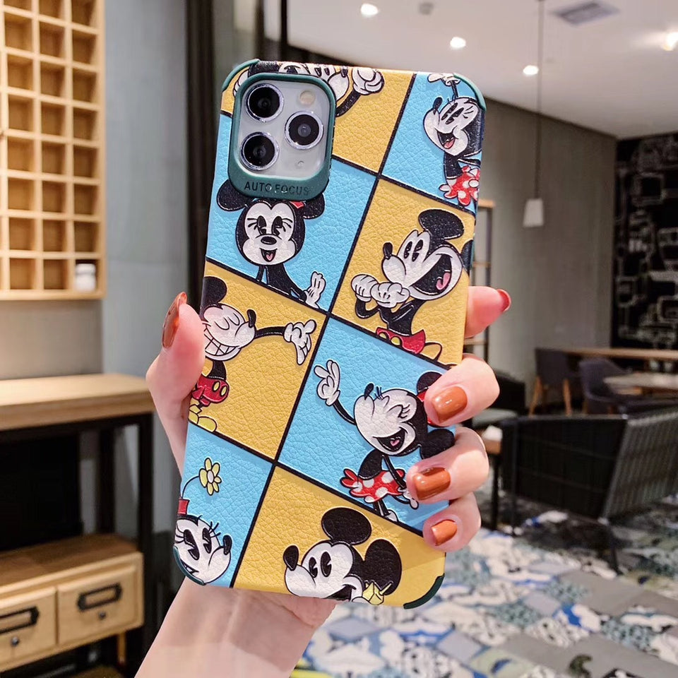 Cartoon PU Leather Embossed Phone Case For Apple iPhone 11 Pro X XS Max XR Soft TPU Back Cover for iPhone 7 8 Plus Cute Case