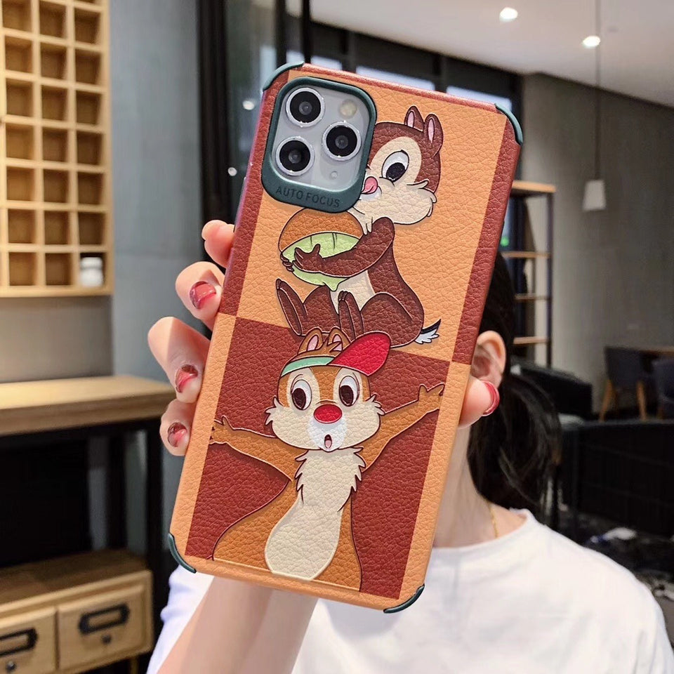 Cartoon PU Leather Embossed Phone Case For Apple iPhone 11 Pro X XS Max XR Soft TPU Back Cover for iPhone 7 8 Plus Cute Case