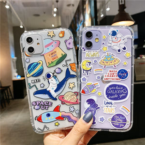 Cartoon Planet Phone Case For Apple iPhone 11 Pro X XS Max XR Soft TPU Back Cover for iPhone 7 8 Plus Cute Lovely Clear Case