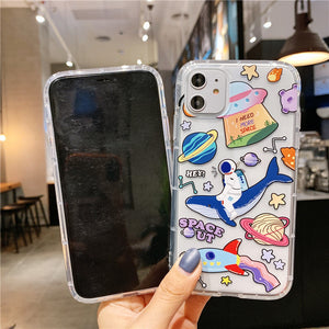 Cartoon Planet Phone Case For Apple iPhone 11 Pro X XS Max XR Soft TPU Back Cover for iPhone 7 8 Plus Cute Lovely Clear Case