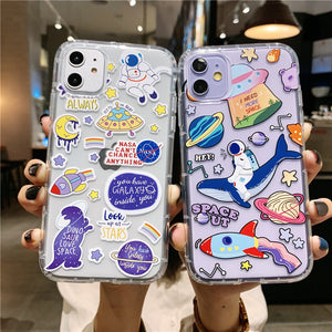 Cartoon Planet Phone Case For Apple iPhone 11 Pro X XS Max XR Soft TPU Back Cover for iPhone 7 8 Plus Cute Lovely Clear Case