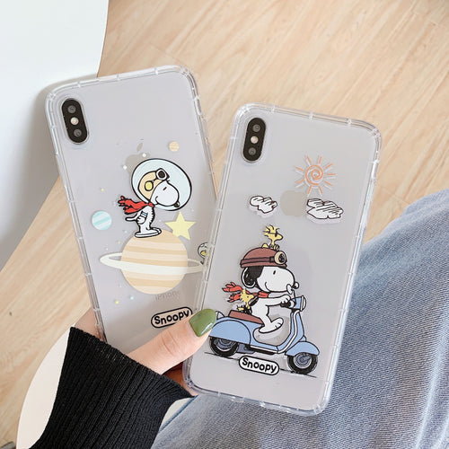Cartoon Snoopy Phone Case For Apple iPhone 11 Pro X XS Max XR Soft TPU Back Cover for iPhone 7 8 Plus Cute Lovely Clear Case