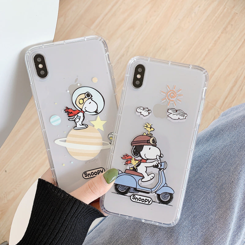 Cartoon Snoopy Phone Case For Apple iPhone 11 Pro X XS Max XR Soft TPU Back Cover for iPhone 7 8 Plus Cute Lovely Clear Case