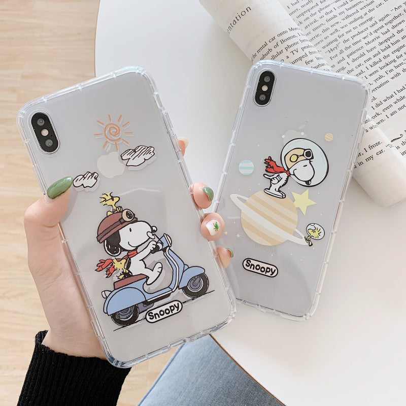 Cartoon Snoopy Phone Case For Apple iPhone 11 Pro X XS Max XR Soft TPU Back Cover for iPhone 7 8 Plus Cute Lovely Clear Case