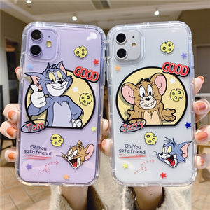 Cartoon Cat & Mouse Phone Case For Apple iPhone 11 Pro X XS Max XR Soft TPU Back Cover for iPhone 7 8 Plus Cute Lovely Clear Case