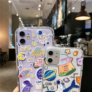 Cartoon Planet Phone Case For Apple iPhone 11 Pro X XS Max XR Soft TPU Back Cover for iPhone 7 8 Plus Cute Lovely Clear Case