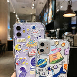 Cartoon Planet Phone Case For Apple iPhone 11 Pro X XS Max XR Soft TPU Back Cover for iPhone 7 8 Plus Cute Lovely Clear Case