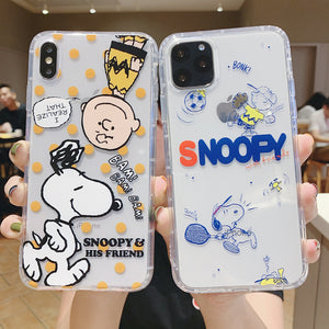 Cute Snoopy Charlie Phone Case For Apple iPhone 11 Pro X XS Max XR Soft TPU Back Cover for iPhone 7 8 Plus Cute Lovely Clear Case